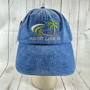 Port St Lucie, Florida Baseball Cap Hat Men’s Women’s Buckle Snap Slide Blue